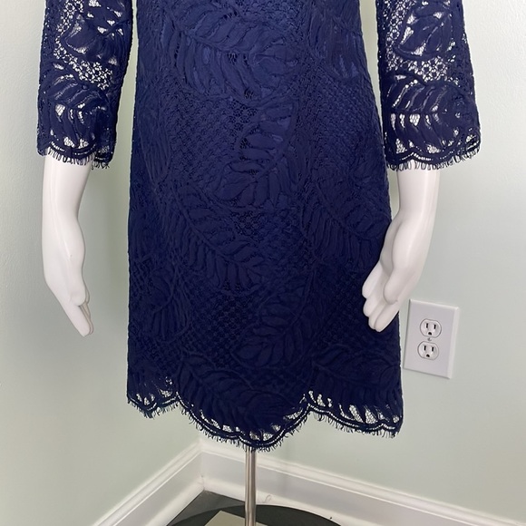 Lilly Pulitzer Rylee Shift Navy Palm Leaf Lace Dress - Picture 4 of 8